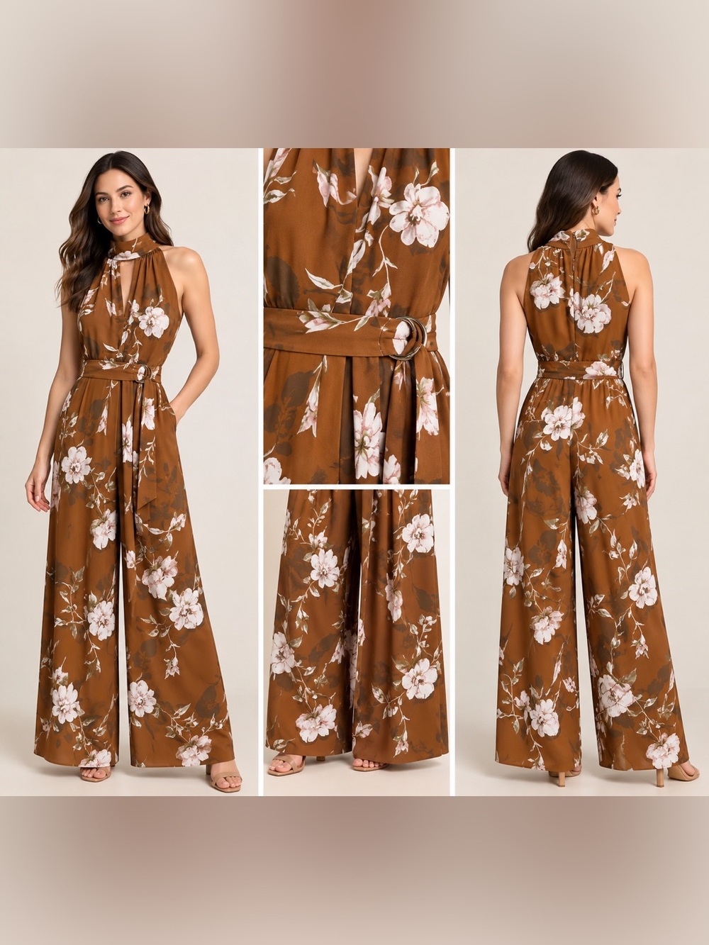 White House Black Market floral jumpsuit